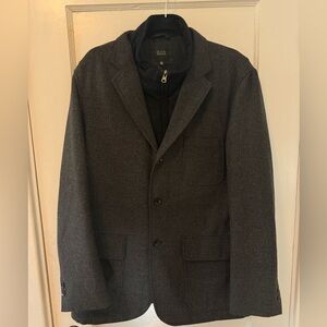 Black Saks fifth Avenue Black Tweed Sports Coat With Vest liner - Size L